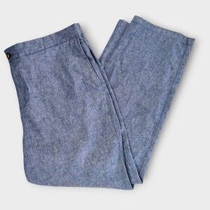 Old Navy Womens Pants Sz XXL MidRise Linen Straight Legs Chambray Preppy Academi